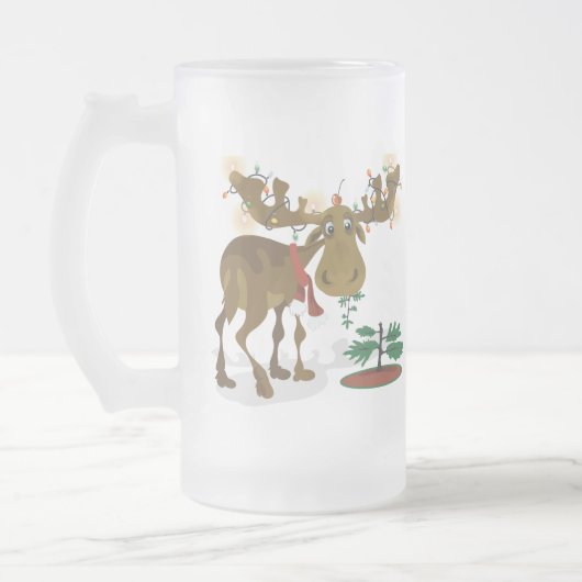 Weihnachtselch-Tasse Mattglas Bierglas (Links)