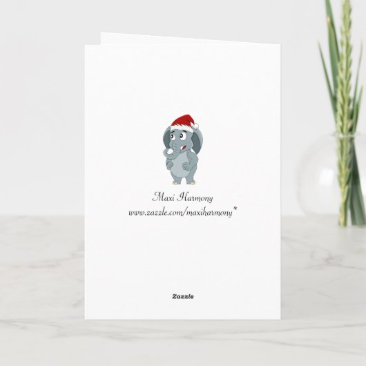 Weihnachtselefant-Cartoon Feiertagskarte (Rückseite)