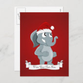 Weihnachtselefant-Cartoon Feiertagspostkarte (Vorne/Hinten)