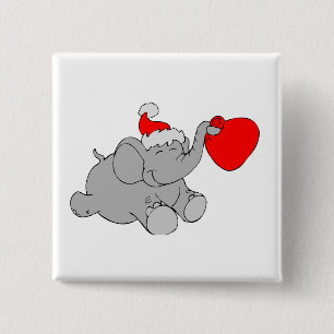 Weihnachtselefant-Herz Button