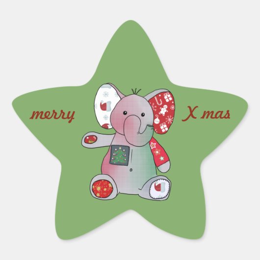 Weihnachtselefant Stern-Aufkleber (Vorderseite)