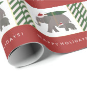 Weihnachtselefanten mit Hüten, Baum und Streifen Geschenkpapier (Rolleneckpunkt)