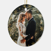 Weihnachtselegantes Foto + Monogramm auf Weiß Keramik Ornament (Links)