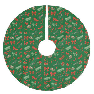 Weihnachtselement mit rotem Band und roten Schuhen Polyester Weihnachtsbaumdecke