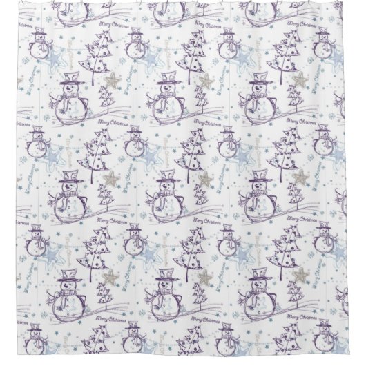 Weihnachtselement-Schneemann-Skizze-Duschvorhang Duschvorhang (Vorderseite)