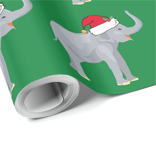 Weihnachtselementar in Weihnachtsmannmütze Grün Geschenkpapier (Rolleneckpunkt)