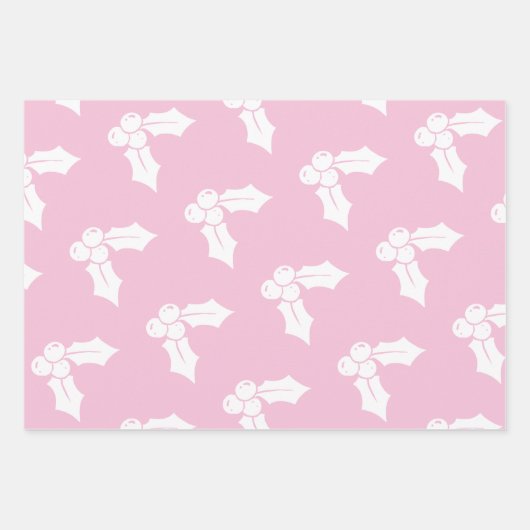 Weihnachtselemente auf rosa Wrapping Paper Geschenkpapier Set (Vorderseite)