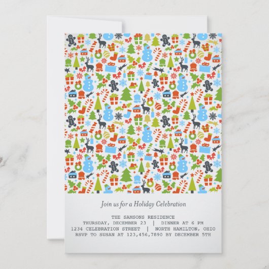 Weihnachtselemente Feiertag/Weihnachtsfeier Einlad Einladung (Vorderseite)