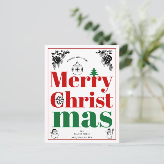 Weihnachtselemente fett feiertagspostkarte (Stehend Vorderseite)