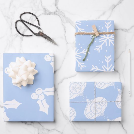 Weihnachtselemente für Cobalt Blue Geschenkpapier Set (Vorderseite)