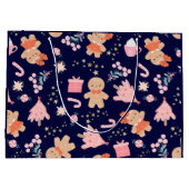 Weihnachtselemente für Navy Blue Große Geschenktüte (Rückseite)