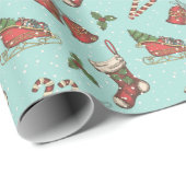 Weihnachtselemente Geschenkpapier (Rolleneckpunkt)