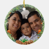 Weihnachtselemente glückliche Feiertage Foto Keramik Ornament (Hinten)