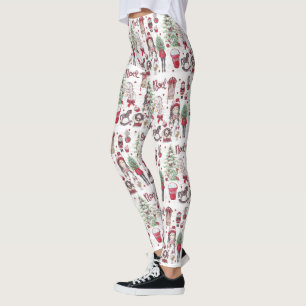Weihnachtselemente in Aquarellen Leggings