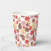 Weihnachtselemente in Aquarellfarben Nahtloses Mus Pappbecher (Rückseite)