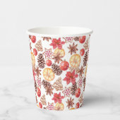 Weihnachtselemente in Aquarellfarben Nahtloses Mus Pappbecher (Links)