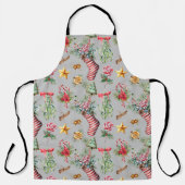 Weihnachtselemente in Aquarellfarben Schürze (Vorderseite)