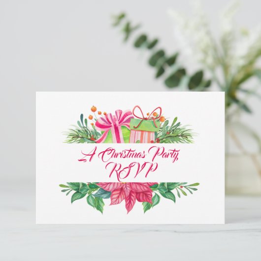 Weihnachtselemente - Party RSVP Karte (Stehend Vorderseite)
