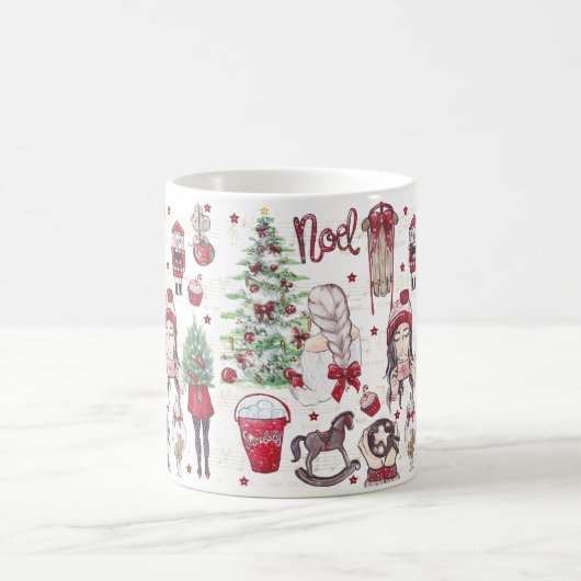 Weihnachtselemente Rot Kaffeetasse (Mittel)