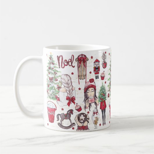 Weihnachtselemente Rot Kaffeetasse (Links)