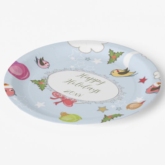 Weihnachtselemente Snowman Paper-Teller Pappteller (Schrägansicht)