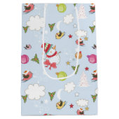 Weihnachtselemente Snowman Pattern Mittlere Geschenktüte (Rückseite)