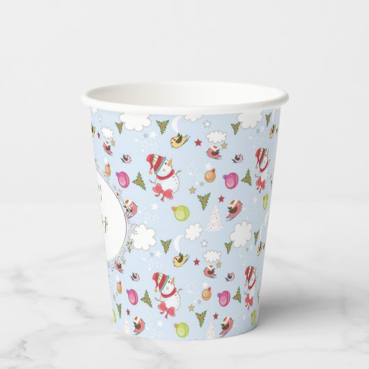 Weihnachtselemente Snowman Pattern Pappbecher (Rückseite)