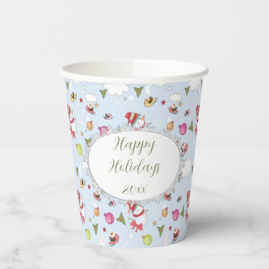 Weihnachtselemente Snowman Pattern Pappbecher (Links)