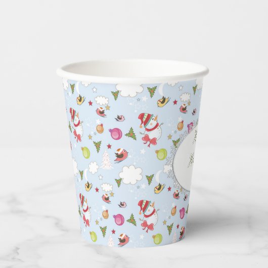 Weihnachtselemente Snowman Pattern Pappbecher (Vorderseite)
