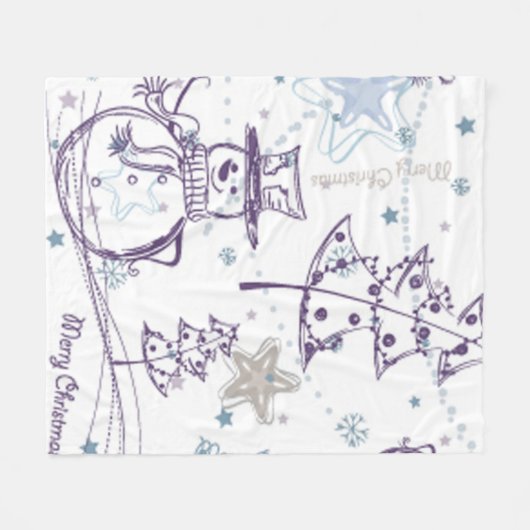 Weihnachtselemente Snowman Sketch Fleecedecke (Vorderseite (Horizontal))