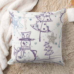 Weihnachtselemente Snowman Sketch Kissen
