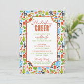 Weihnachtselemente Typografie Holiday Cheer Party Einladung (Stehend Vorderseite)