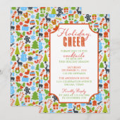 Weihnachtselemente Typografie Holiday Cheer Party Einladung (Vorne/Hinten)