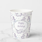 Weihnachtselemente Winter Snowman Sketch Pappbecher (Rückseite)