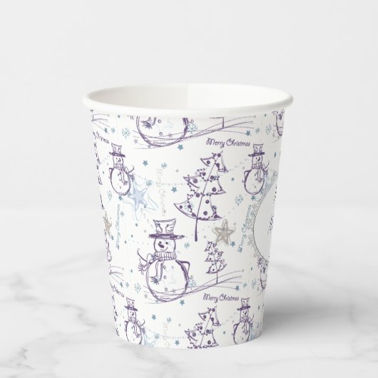 Weihnachtselemente Winter Snowman Sketch Pappbecher (Links)