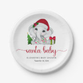 Weihnachtselephant Santa Baby Girl Dusche Pappteller (Vorderseite)
