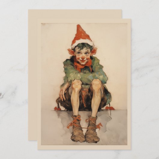 Weihnachtself 1 feiertagskarte (Vorne/Hinten)