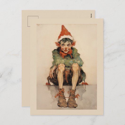 Weihnachtself 1 feiertagspostkarte (Vorne/Hinten)