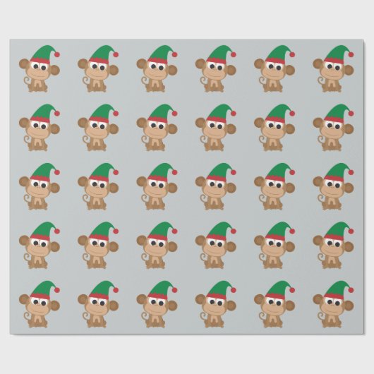Weihnachtself-Affe Geschenkpapier (Flach)