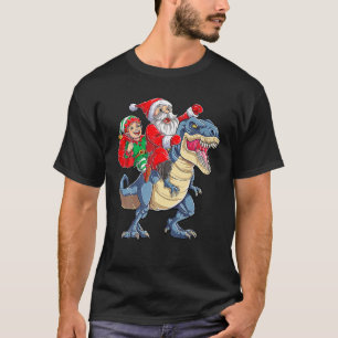 Weihnachtself auf Dinosaurier T-Rex reitend Weihna T-Shirt