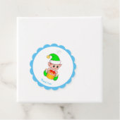 Weihnachtself auf hellblau und weiß Danke Geschenkanhänger (Beispiel)