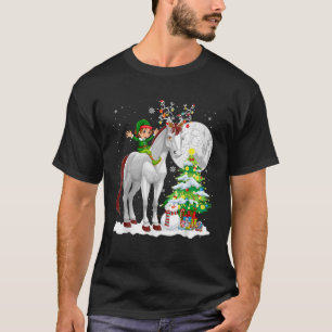 Weihnachtself auf Rentierpferd Schneemann Weihnach T-Shirt