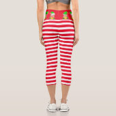 Weihnachtself auf rot-weiß gestreift capri leggings (Rückseite)