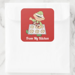 Weihnachtself aus meinem Küchenaufkleber Quadratischer Aufkleber