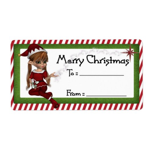 Weihnachtself D2: Fantasy Christmas Geschenklabel (Vorne)