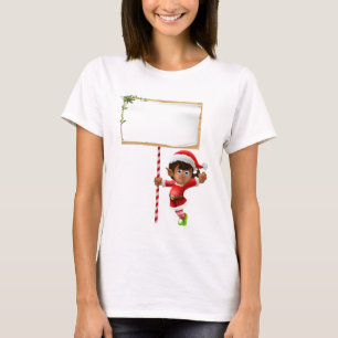Weihnachtself, der ein Zeichen hält T-Shirt