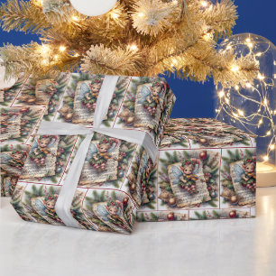 Weihnachtself, der eine Violine spielt Geschenkpapier