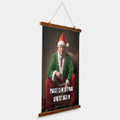 Weihnachtself Donald Trump Wandteppich Mit Holzrahmen (Gewinkelt)