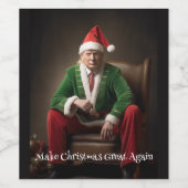 Weihnachtself Donald Trump Weinetikett (Einzelnes Label)