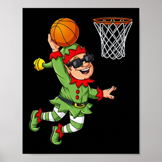Weihnachtself Dunkeln ein Basketball Spaß Jungs Ki Poster (Vorne)